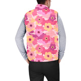 Pink Camo Camouflage Flower Pattern Men's Padded Vest