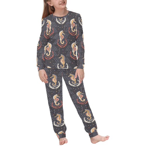 Seahorse Pattern Kids' Boys' Girls' All Over Print Pajama Set