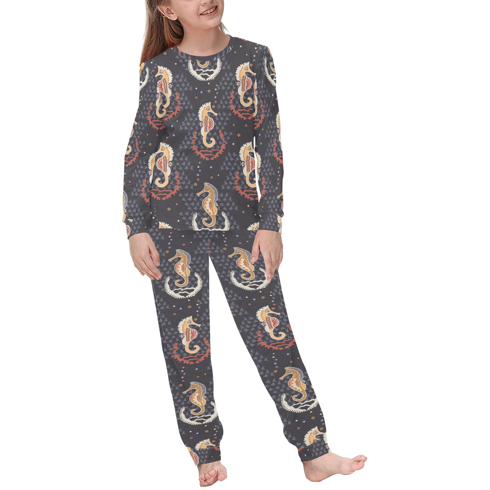 Seahorse Pattern Kids' Boys' Girls' All Over Print Pajama Set