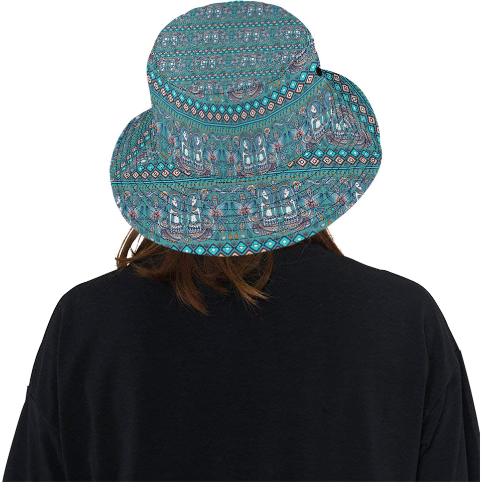 Mermaid Pattern Ethnic Motifs Unisex Bucket Hat