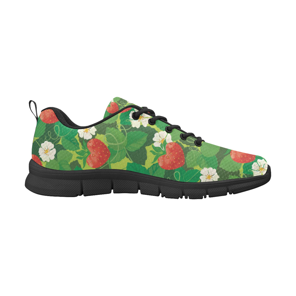 Strawberry Leaves Pattern Men's Sneakers Black