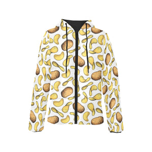 Potato Chips Pattern Print Design 01 Women's Padded Hooded Jacket