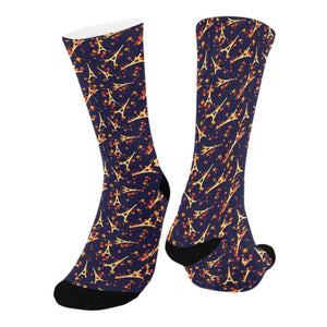 Eiffel Tower Pattern Print Design 02 Crew Socks