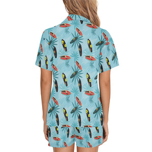 Surfboard Pattern Print Design 03 Women's V-Neck Short Pajama Set