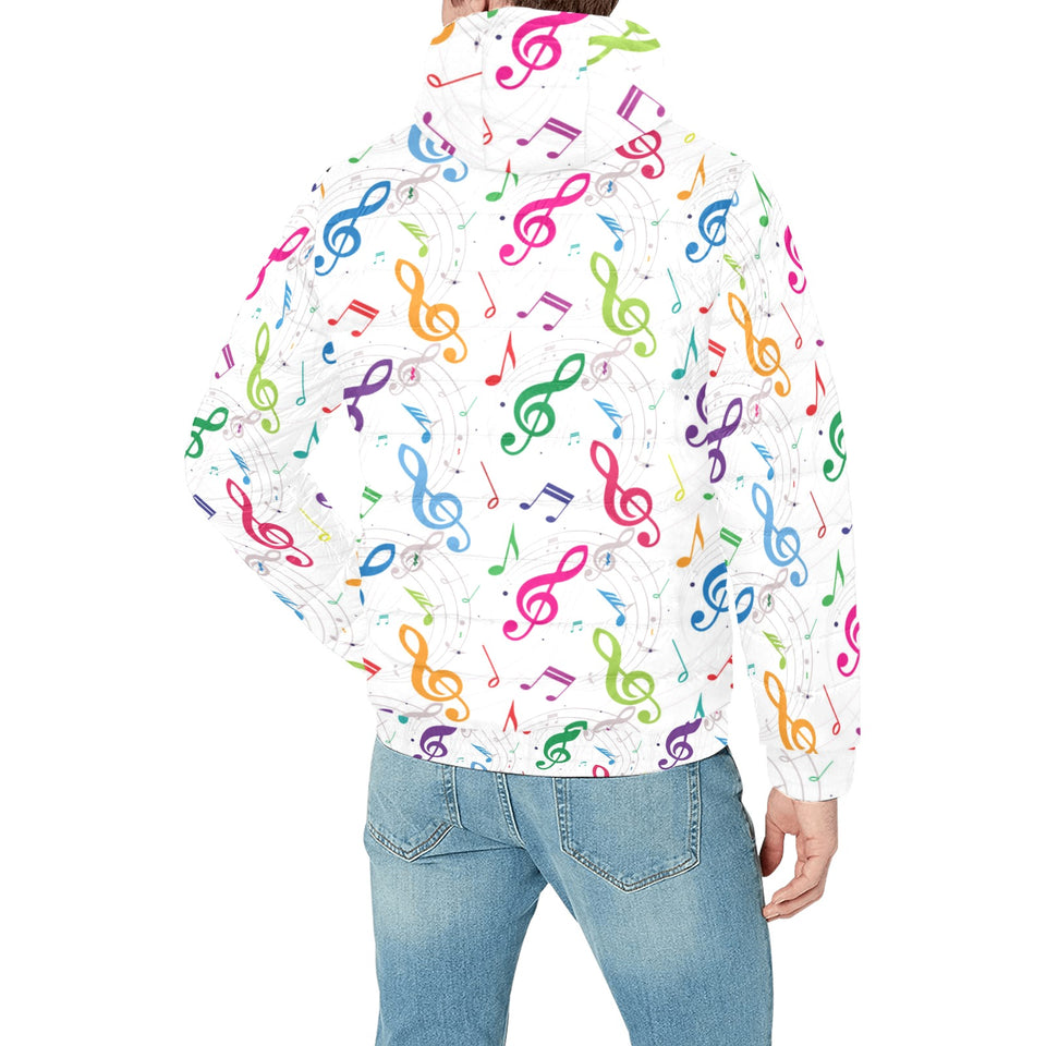 Music Notes Pattern Print Design 02 Men's Padded Hooded Jacket(ModelH42)