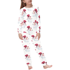 Cute Snowman Pattern Kids' Boys' Girls' All Over Print Pajama Set