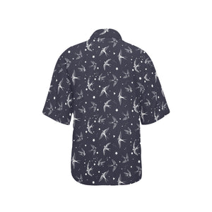 Swallow Pattern Print Design 02 Women's All Over Print Hawaiian Shirt