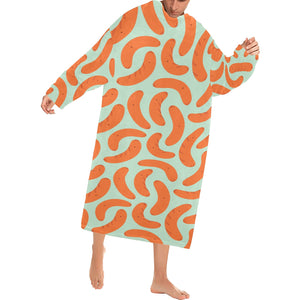 Sausage Pattern Print Design 04 Blanket Robe with Sleeves