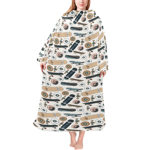 Skate Board Pattern Print Design 01 Blanket Robe with Sleeves