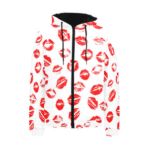 Lips Pattern Print Design 01 Men's Padded Hooded Jacket(ModelH42)