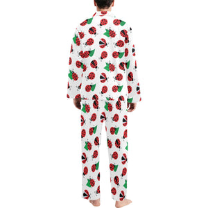 Ladybug Pattern Print Design 01 Men's Long Pajama Set