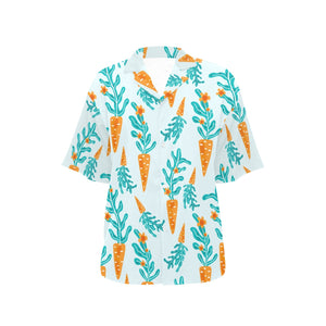 Carrot Pattern Print Design 03 Women's All Over Print Hawaiian Shirt