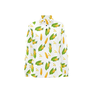 Corn Pattern Print Design 01 Women's Long Sleeve Polo Shirt