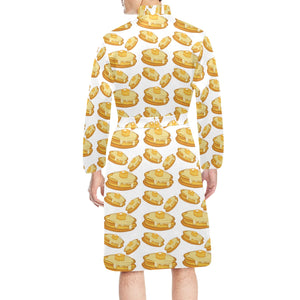 Pancake Pattern Print Design 05 Men's Long Sleeve Belted Night Robe