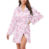 Tennis Pattern Print Design 02 Women's Long Sleeve Belted Night Robe