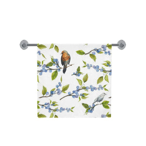 Blueberry Bird Pattern Bath Towel