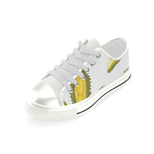 Durian Pattern Women's Low Top Canvas Shoes White