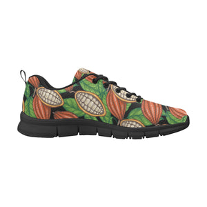 Cocoa Leaves Pattern Men's Sneakers Black