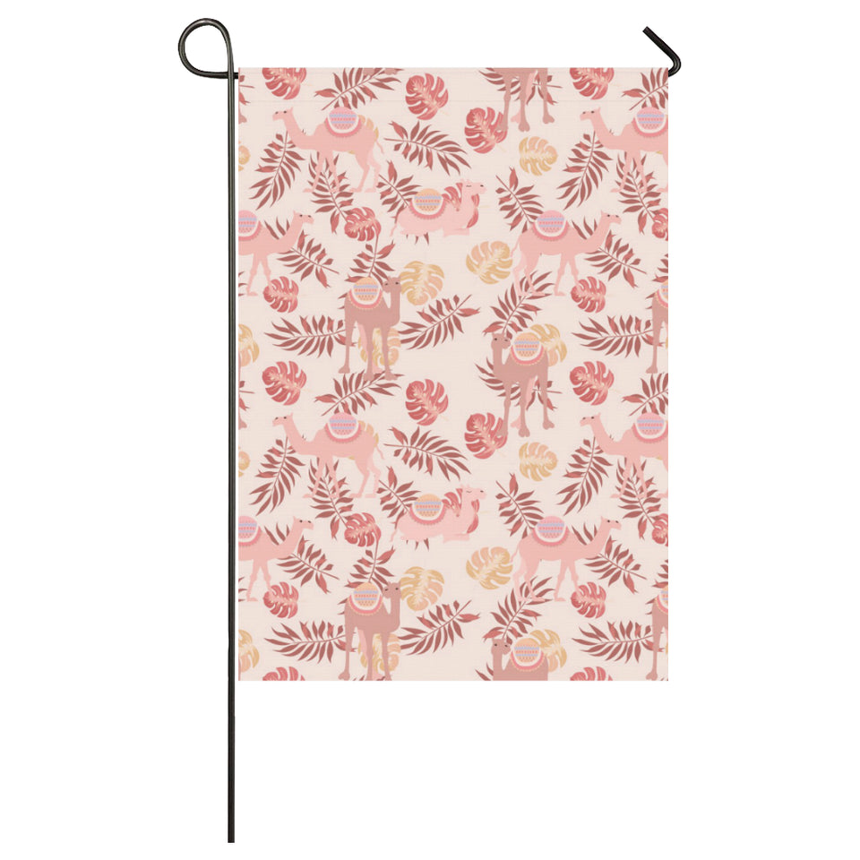 Pink Camel Leaves Pattern House Flag Garden Flag