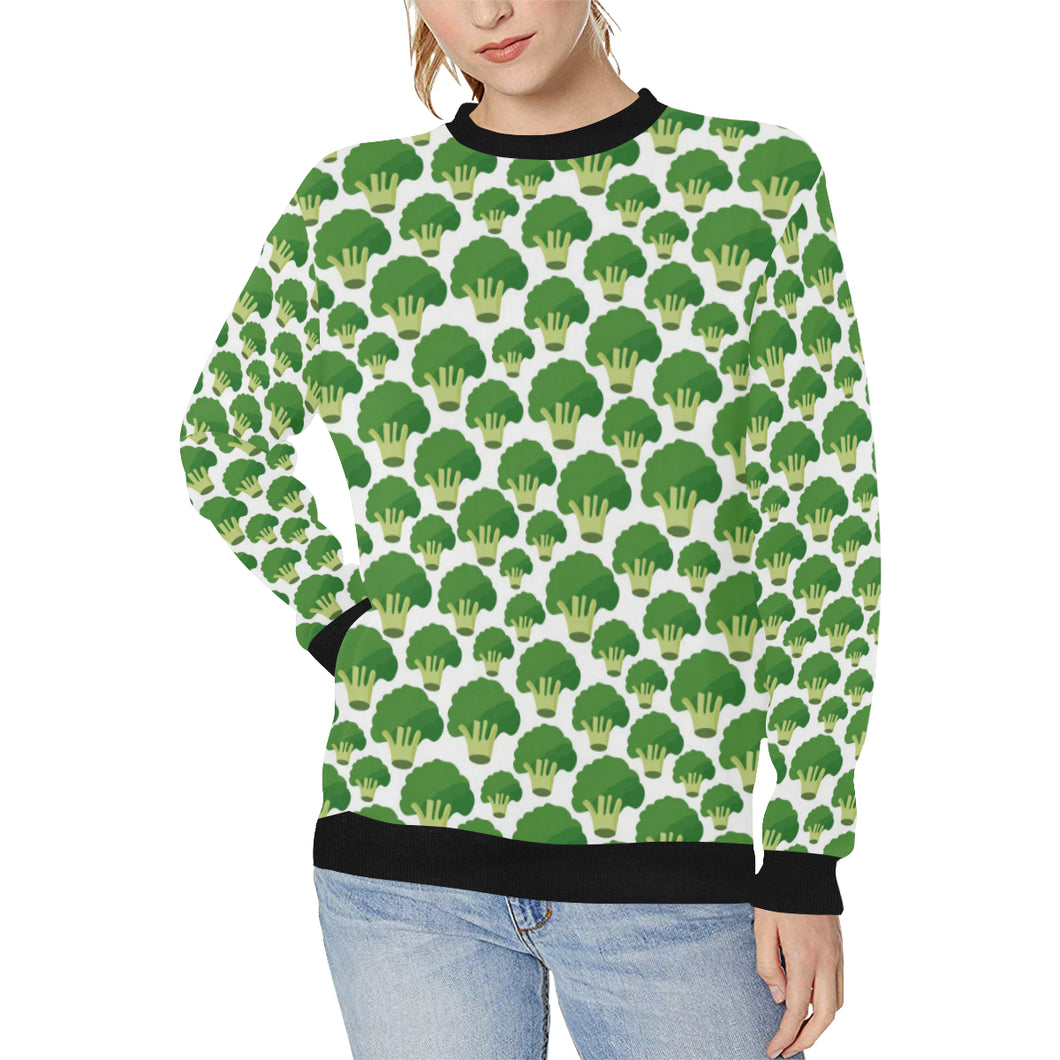 Broccoli Pattern Background Women's Crew Neck Sweatshirt