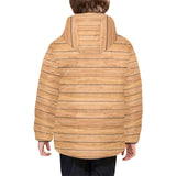 Wood Printed Pattern Print Design 04 Kids' Boys' Girls' Padded Hooded Jacket