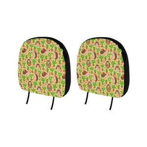 Hedgehog Pattern Print Design 02 Car Headrest Cover