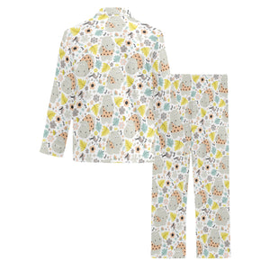 Hippopotamus Pattern Print Design 05 Men's Long Pajama Set