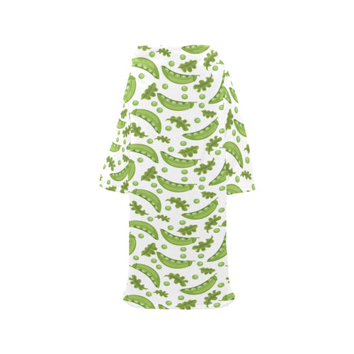 Green Peas Pattern Print Design 02 Blanket Robe with Sleeves