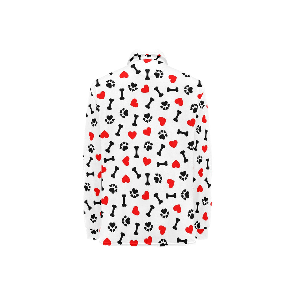 Dog Paws Pattern Print Design 01 Women's Long Sleeve Polo Shirt