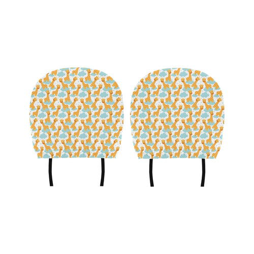 Giraffe Pattern Print Design 05 Car Headrest Cover