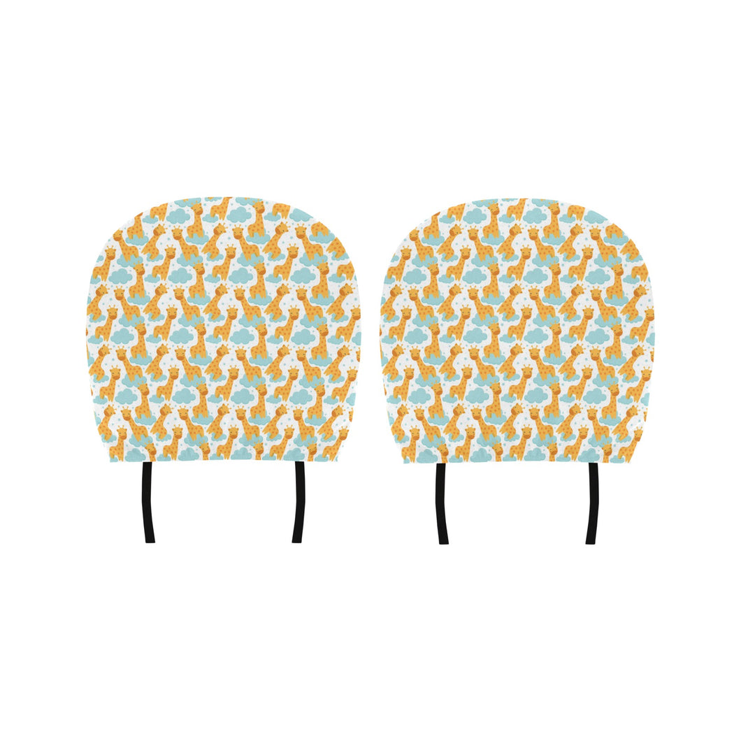 Giraffe Pattern Print Design 05 Car Headrest Cover