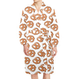 Pretzels Pattern Print Design 05 Men's Long Sleeve Belted Night Robe