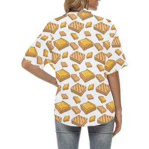 Bread Toast Pattern Print Design 03 Women's All Over Print Hawaiian Shirt