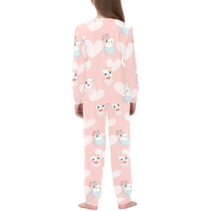 Hamster in Cup Heart Pattern Kids' Boys' Girls' All Over Print Pajama Set