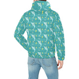 Swordfish Pattern Print Design 04 Men's Padded Hooded Jacket(ModelH42)