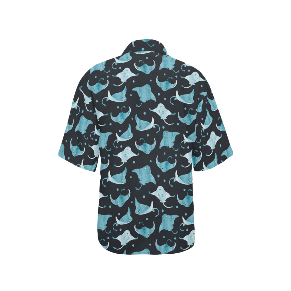 Stingray Pattern Print Design 04 Women's All Over Print Hawaiian Shirt