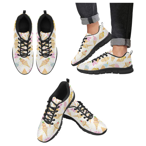 Ice Cream Cone Pattern Background Men's Sneakers Black