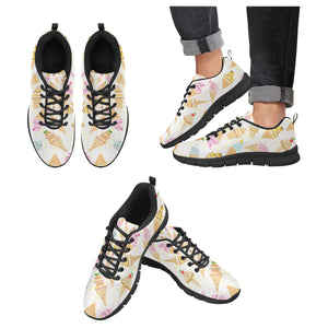 Ice Cream Cone Pattern Background Men's Sneakers Black