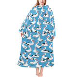 Pelican Pattern Print Design 04 Blanket Robe with Sleeves