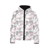 Hippopotamus Pattern Print Design 03 Kids' Boys' Girls' Padded Hooded Jacket