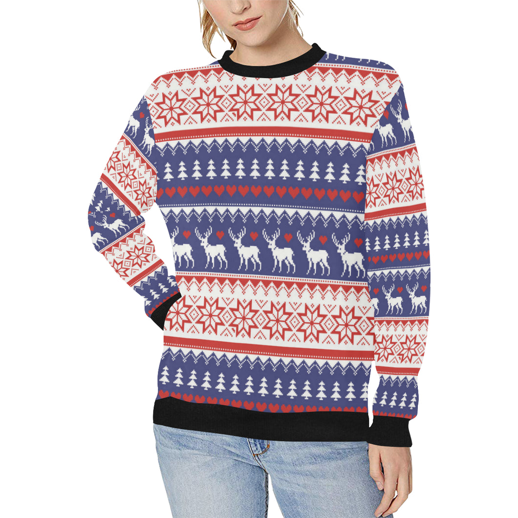 Deer Sweater Printed Pattern Women's Crew Neck Sweatshirt