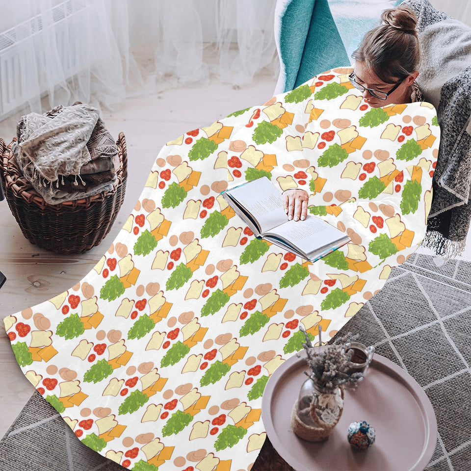 Sandwich Pattern Print Design 02 Blanket Robe with Sleeves