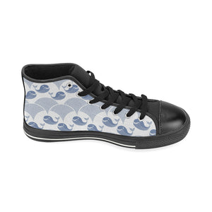 Whale Pattern Women's High Top Canvas Shoes Black
