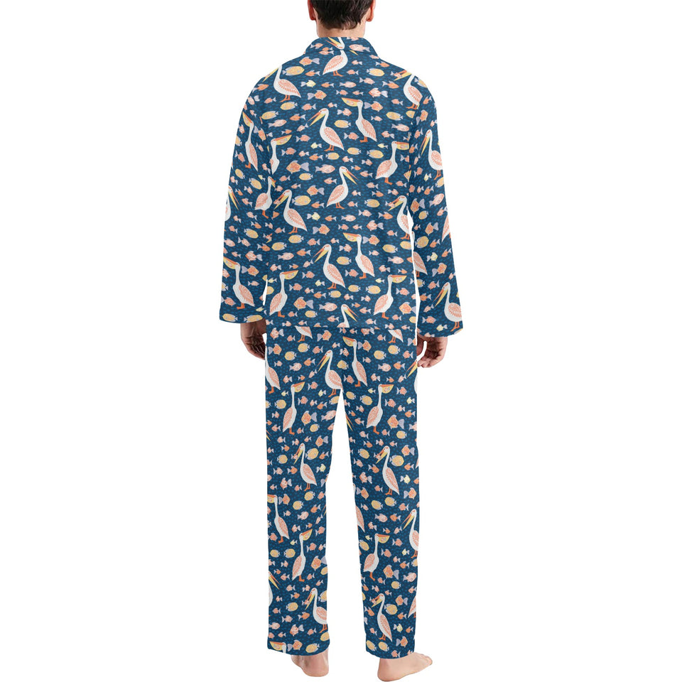 Pelican Pattern Print Design 01 Men's Long Pajama Set