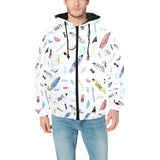 Surfboard Pattern Print Design 01 Men's Padded Hooded Jacket(ModelH42)