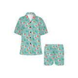 Snail Pattern Print Design 01 Women's V-Neck Short Pajama Set