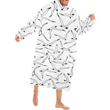 Seagull Pattern Print Design 04 Blanket Robe with Sleeves