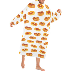 Pancake Pattern Print Design 04 Blanket Robe with Sleeves