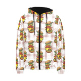 Hamburger Pattern Print Design 03 Men's Padded Hooded Jacket(ModelH42)