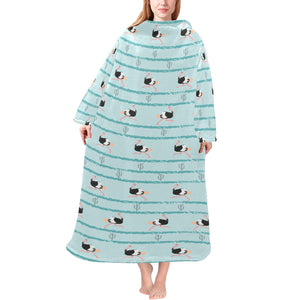 Ostrich Pattern Print Design 04 Blanket Robe with Sleeves